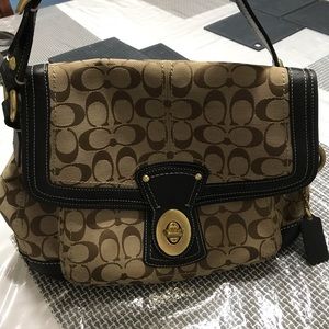 Tan Coach Logo Satchel